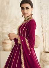 Lovely Silk Salwar Suit in Pink Color